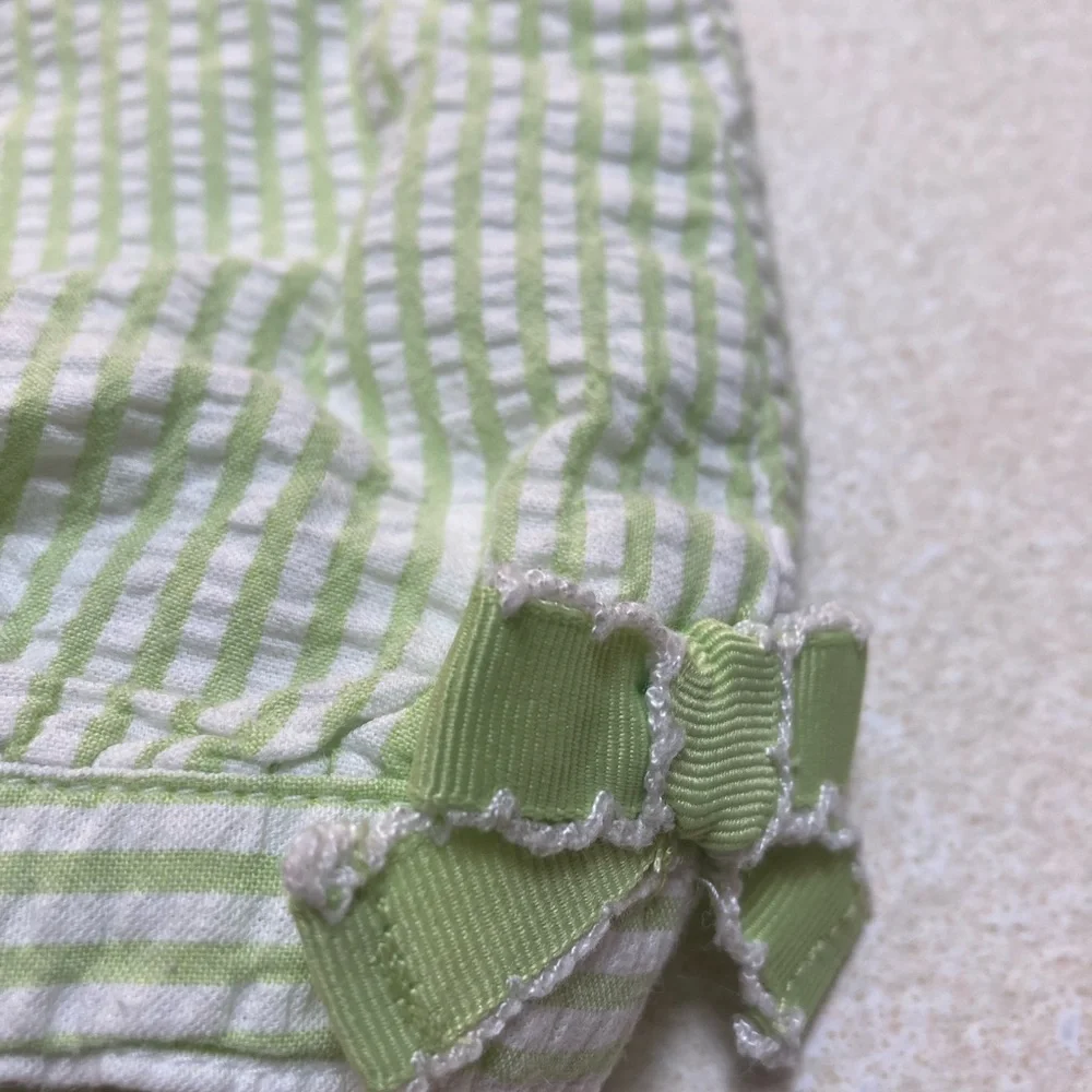 Gymboree Green Striped Romper with Tree & Bee Applique